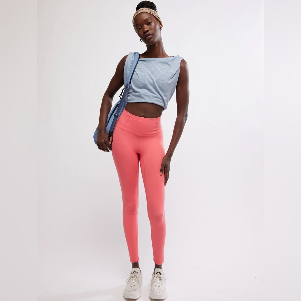FP MOVEMENT Never Better Leggings Hibiscus Coral Pink NWT